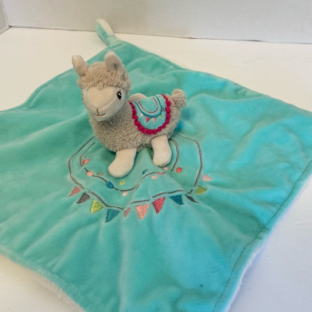 Mary Meyer Llama Alpaca Knotted Fleece Plush Lovey Security Blanket Teal
